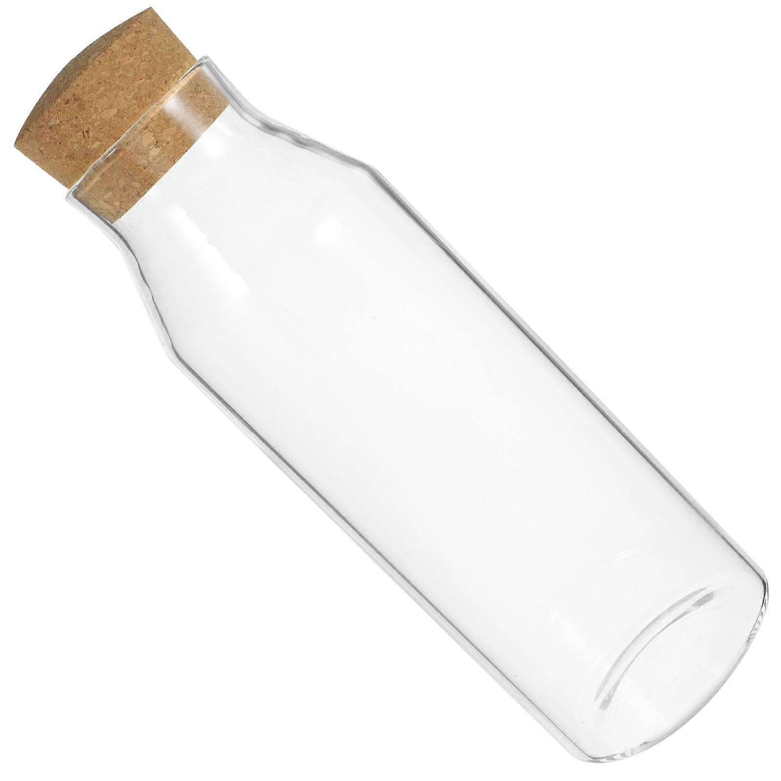 Glass Jar with Lid for Food Storage in Kitchen 1000ml Circular Cork Jar 1Pack