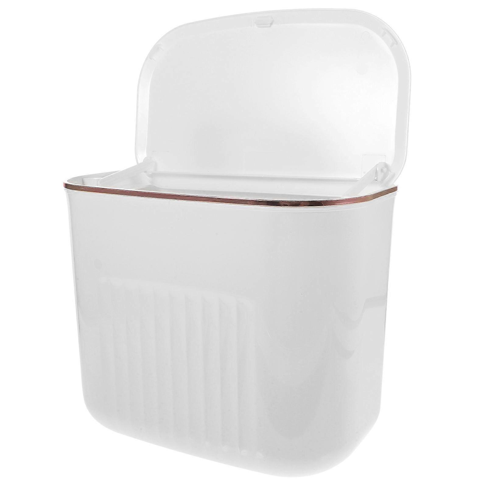 Wall Trash Can Garbage Can For Kitchen Bathroom Wall Mounted Storage Basket Rectangular Shape Lidded Design High-Density Polypropylene 1Pack