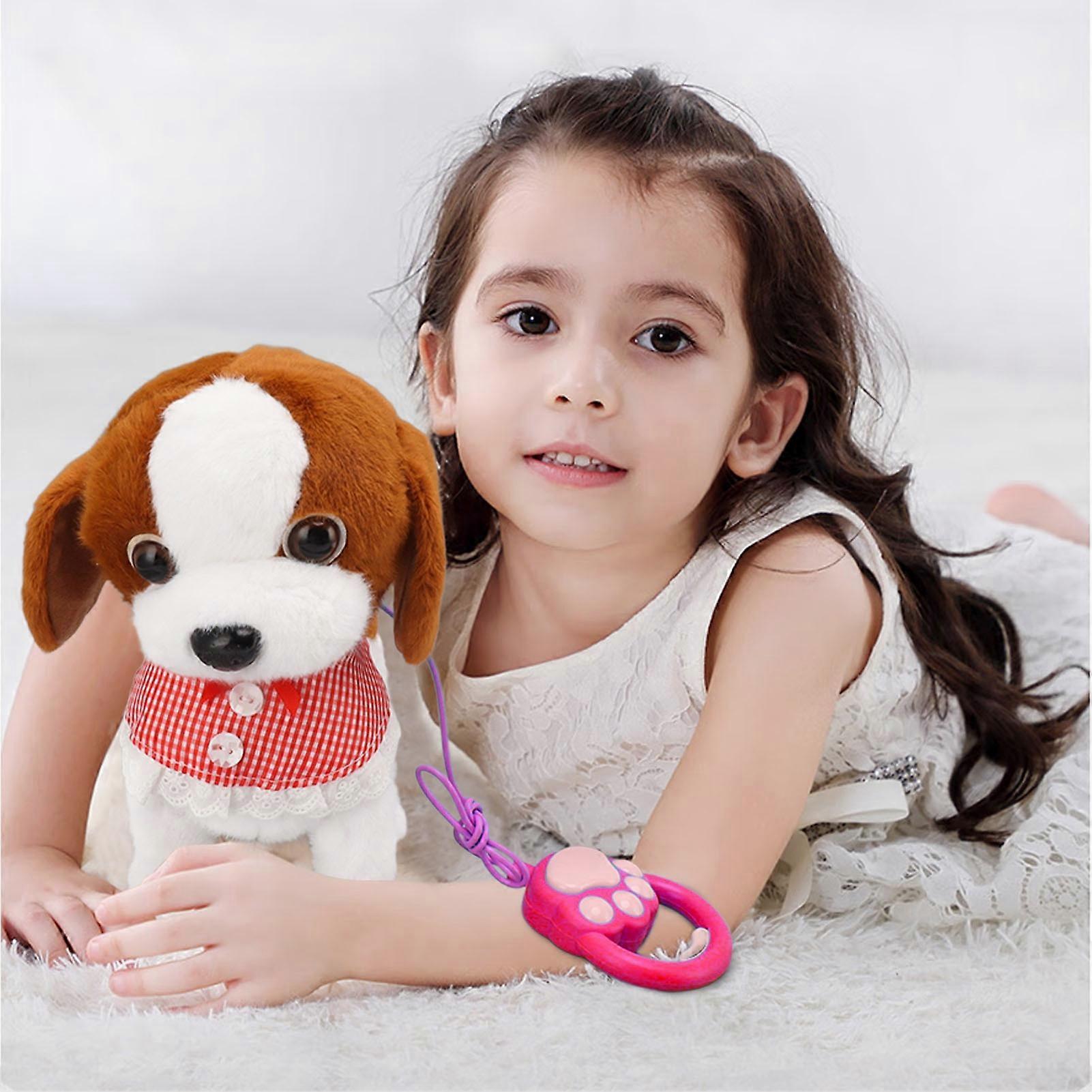 Walking and Barking Puppy Dog Toy Interactive Dancing Electronic Plush Pet with Remote Control Leash for Kids Brown