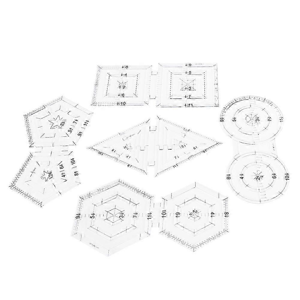 2025 Latest Model 5Pcs Patch?Work Ruler Set DIY Manual Double Round Pentagon Hex