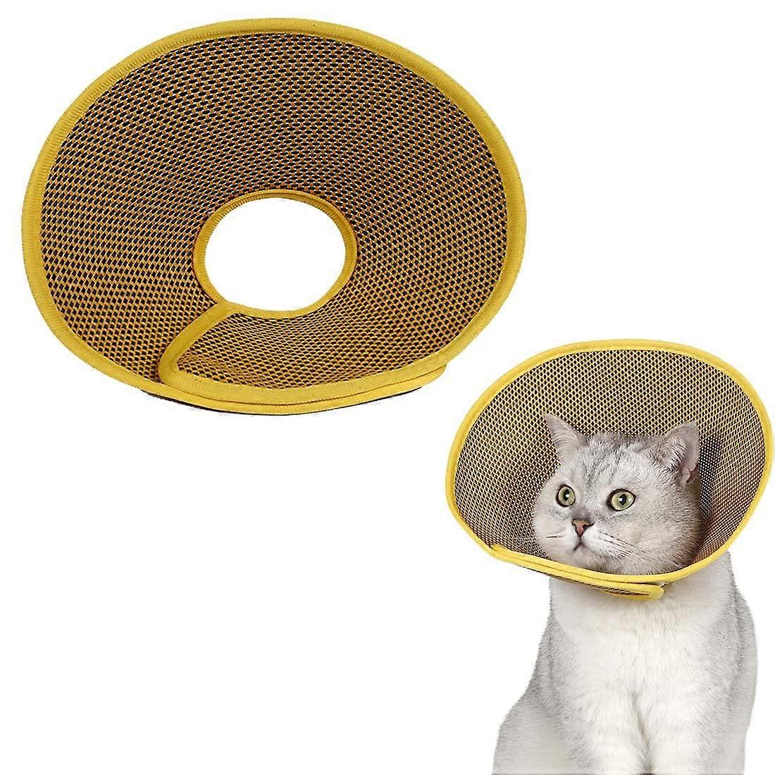 Yellow Cat Cone Adjustable Recovery Cone Lightweight Plastic Elizabethan Collar For Cats Mini Dogs And Rabbits Size S
