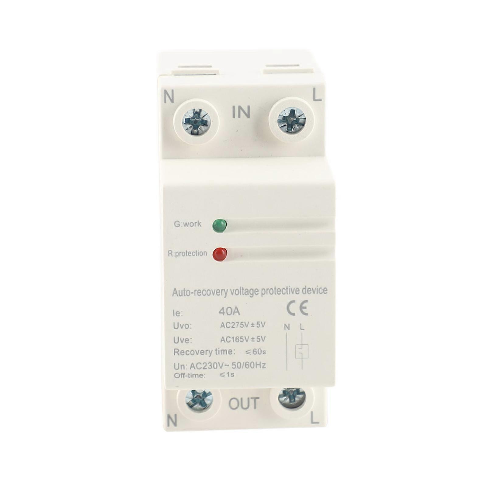 230V 40A Automatic Recovery Overvoltage&amp;Undervoltage Protection Device DIN Rail Mount Protector