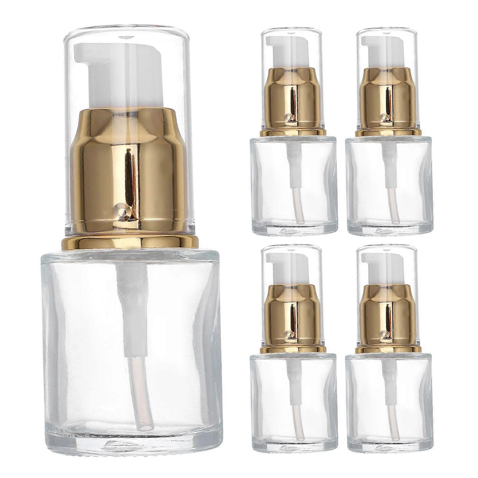 5Pcs Empty Pump Cosmetic Bottles Essential Oil Bottle Empty Bottles Portable Pump Bottle (Golden and White 20ml)