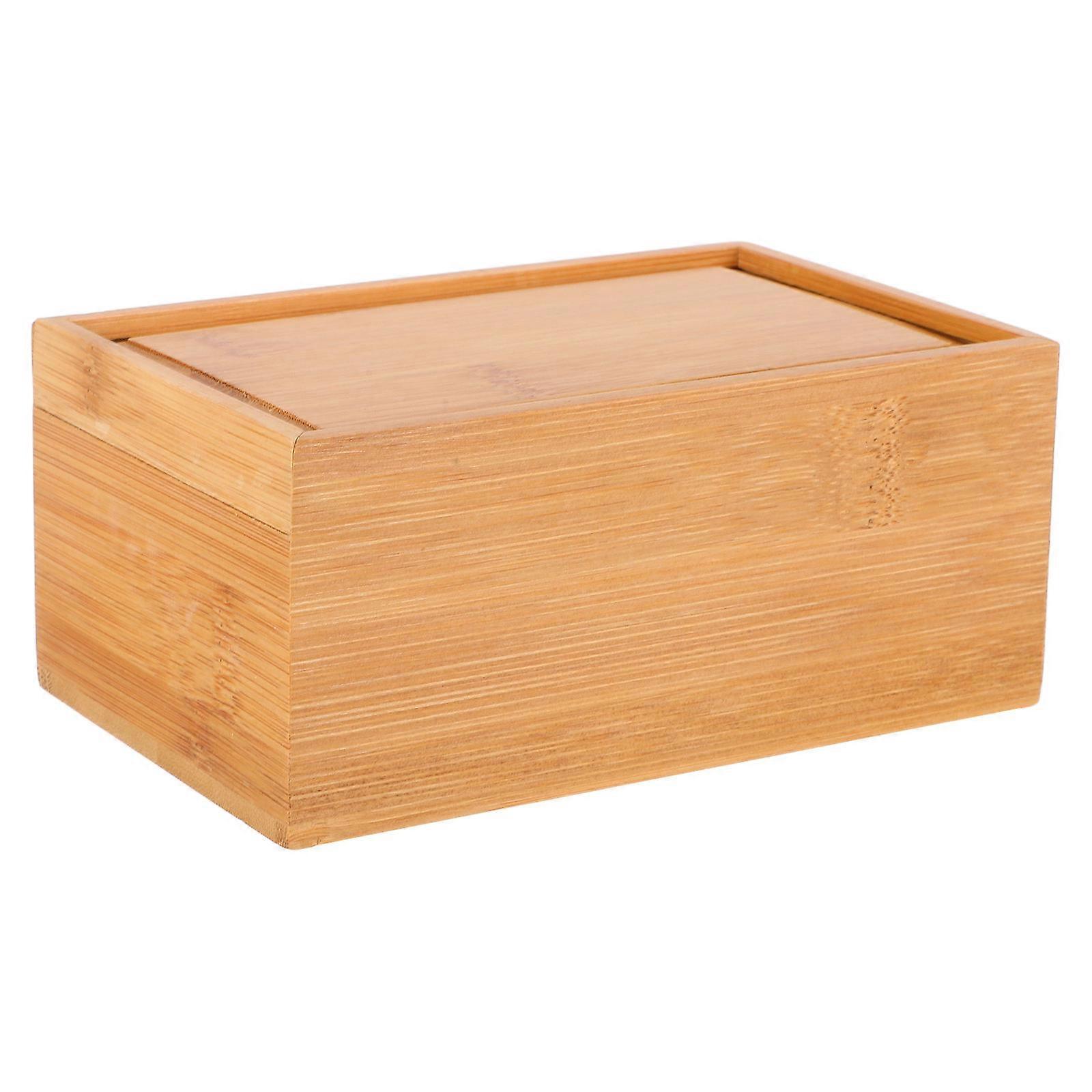 Bamboo Wooden Storage Box Pull-Out Design For Tea And Bathroom Items Rectangular Shape Outdoor Use 15.00X9.50X6.50CM 1Pack