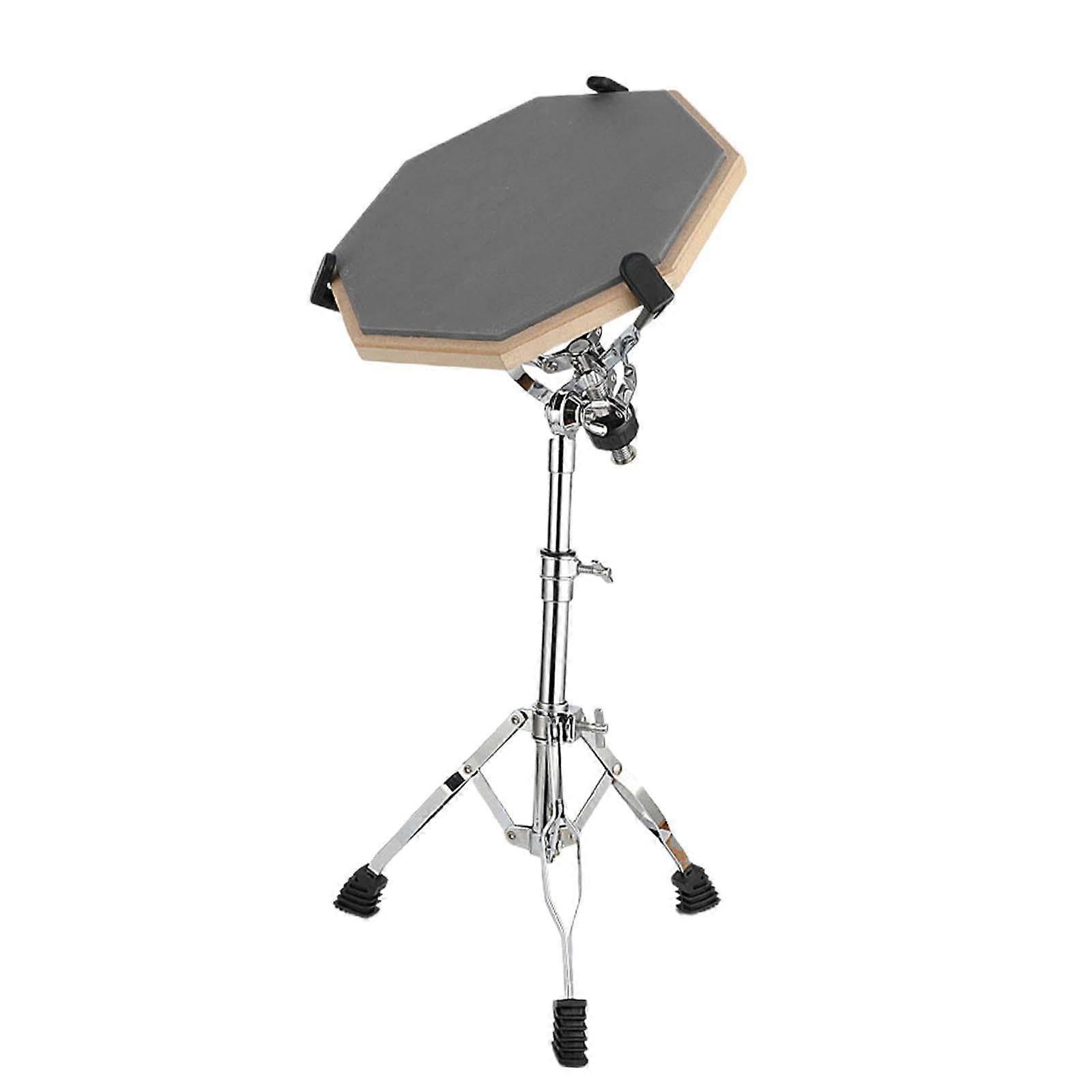 Heavy Duty Practice Drum Pad for Drummers, Drum Learning Tool with Snare Drum Stand, Height Adjustable, Grey