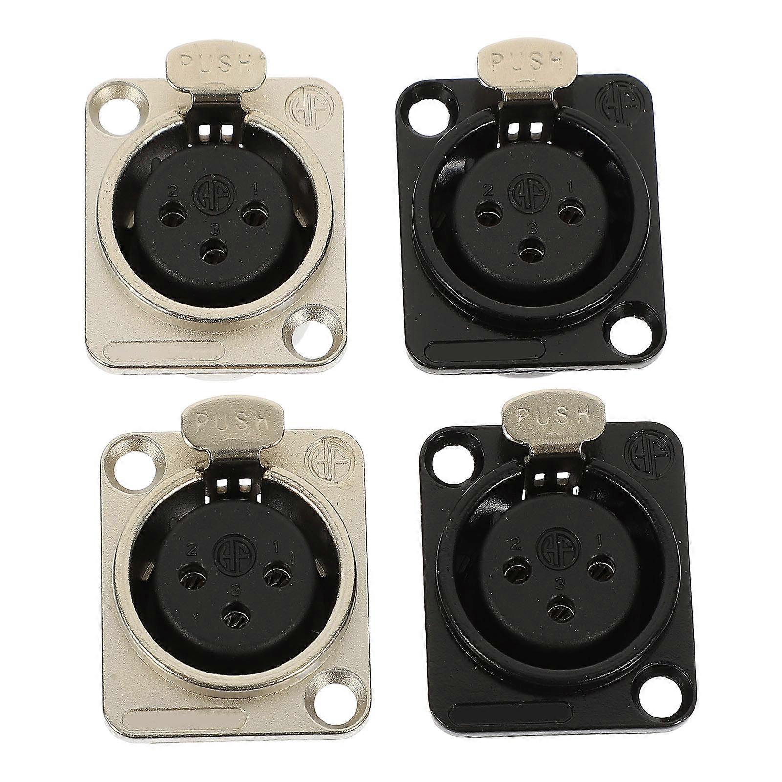 Chassis Mount 3-Pin Speaker Sockets XLR Female Audio Sockets Professional Design Copper Connector 4Pcs