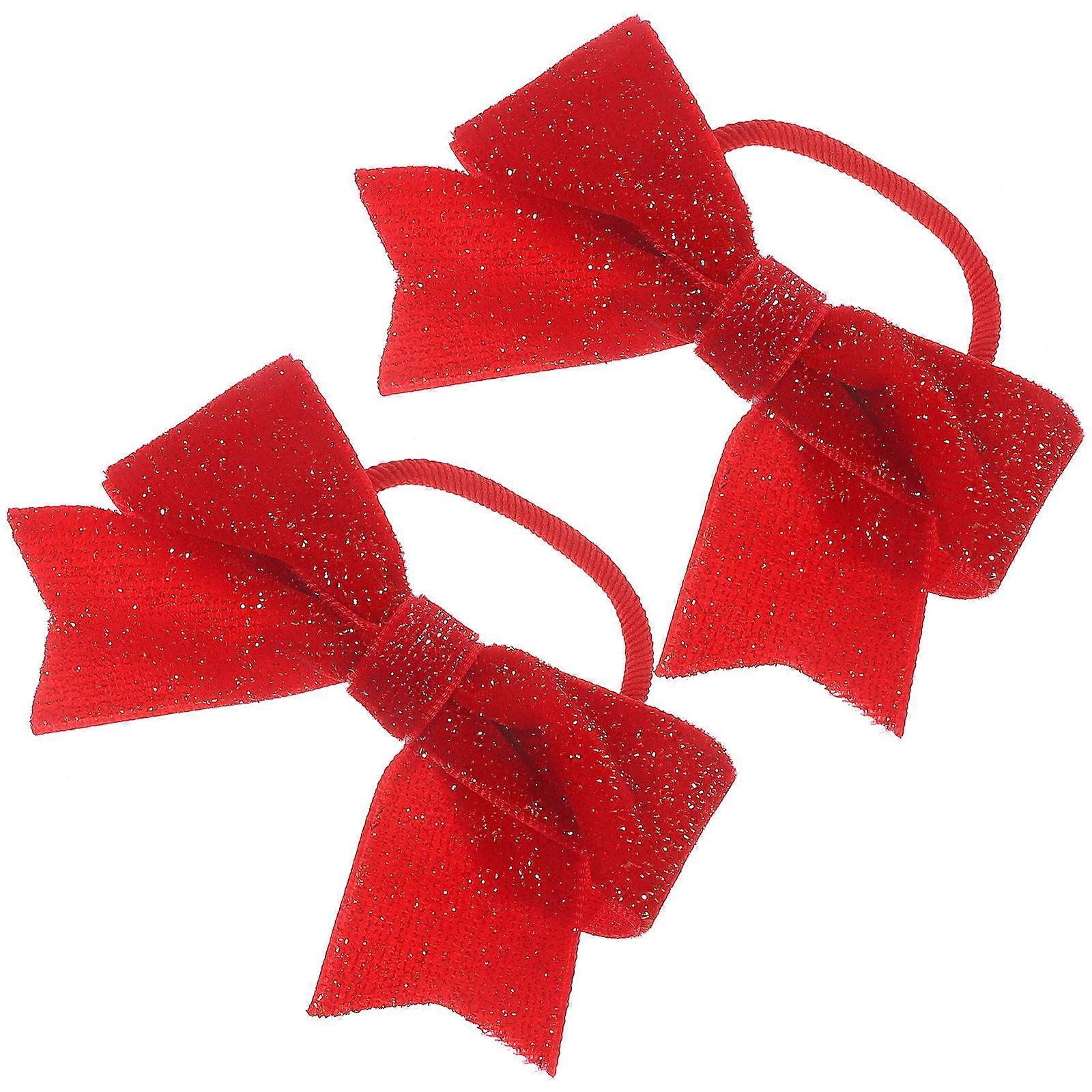 Elastic Hair Ties Secure Hold Bow Hair Ropes Daily Use Fashionable Bows for Girls Pair
