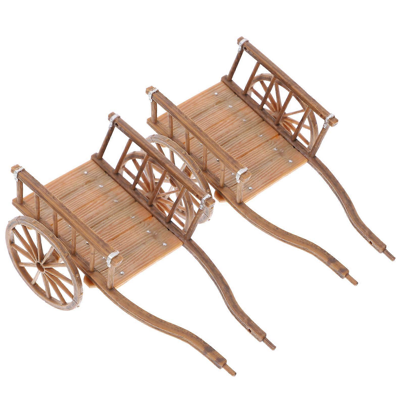 Miniature 2Pcs Brown Durable ABS for Simulated Cart Ornament Use