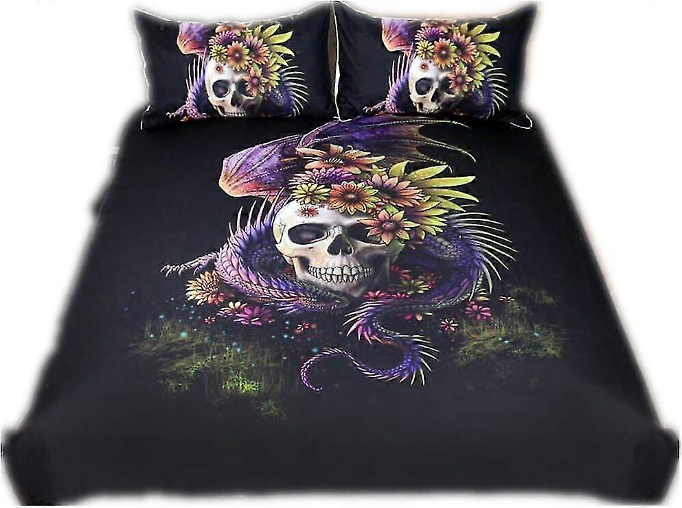 3D Skull Family Bedding Set - Soft and Comfortable Polyester Microfiber Pattern Quilt Cover with Pillowcase