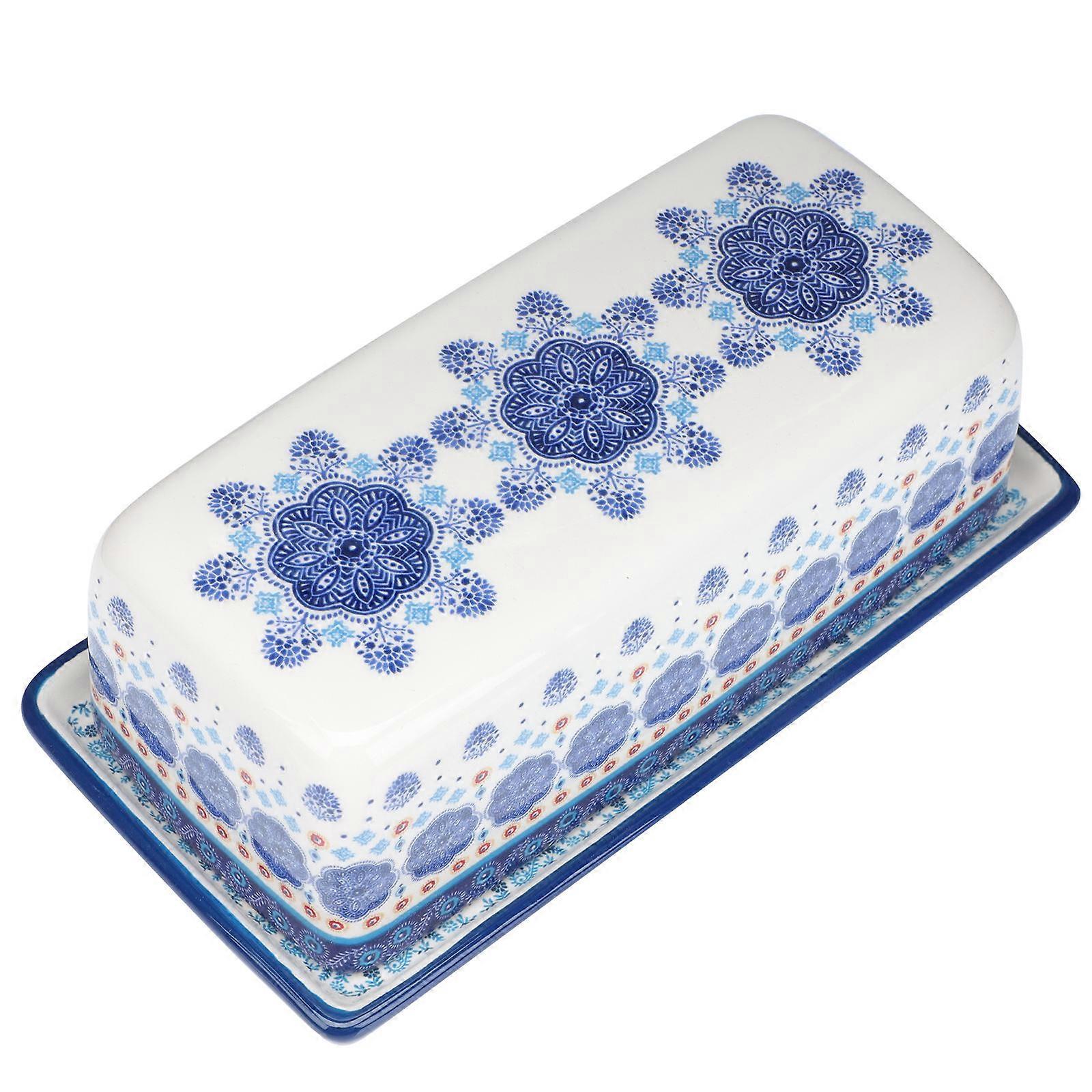 Keramik Butterbehälter Elegantes Design Konservierung 19,5x10cm Weiß Rechteckig 1St