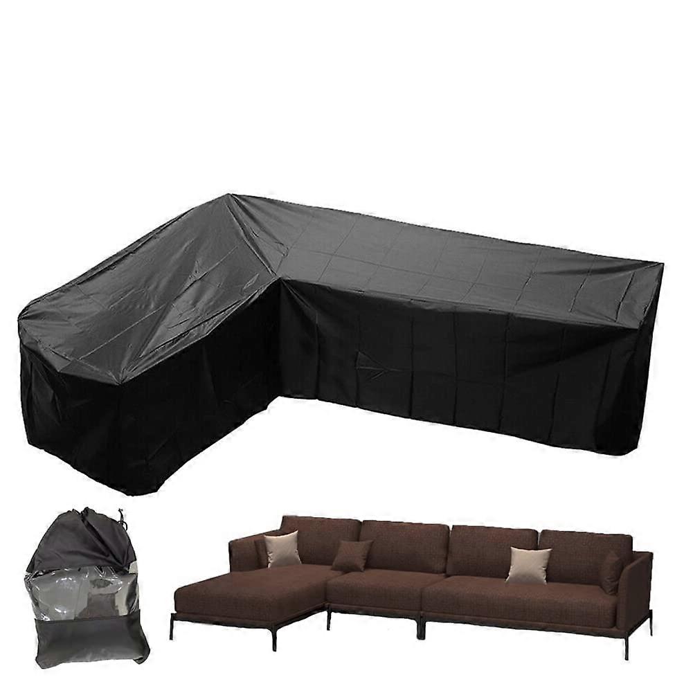 Outdoor Furniture Waterproof L Shape Sectional Couch Cover 79" x 106" Heavy Duty Patio Sofa Protector with Windproof Strap