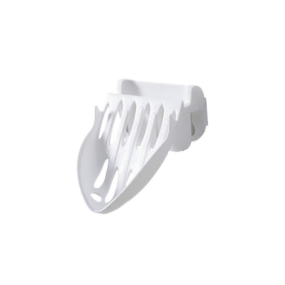 Wall Mountable Hole-Free Storage Rack Adhesive Soap Holder for Bathroom White PP Material