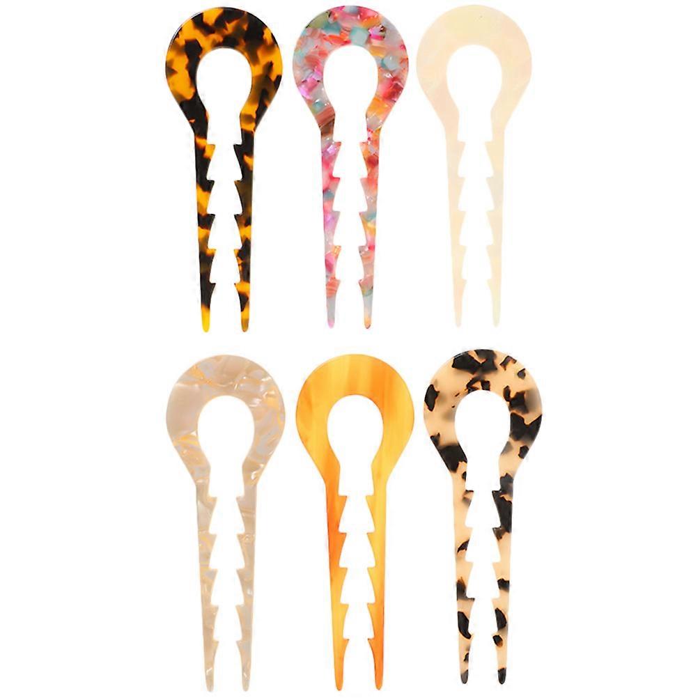 6pcs Retro Acetate Hair Sticks for Women – Mixed Color Design for Daily Wear & Special Occasions