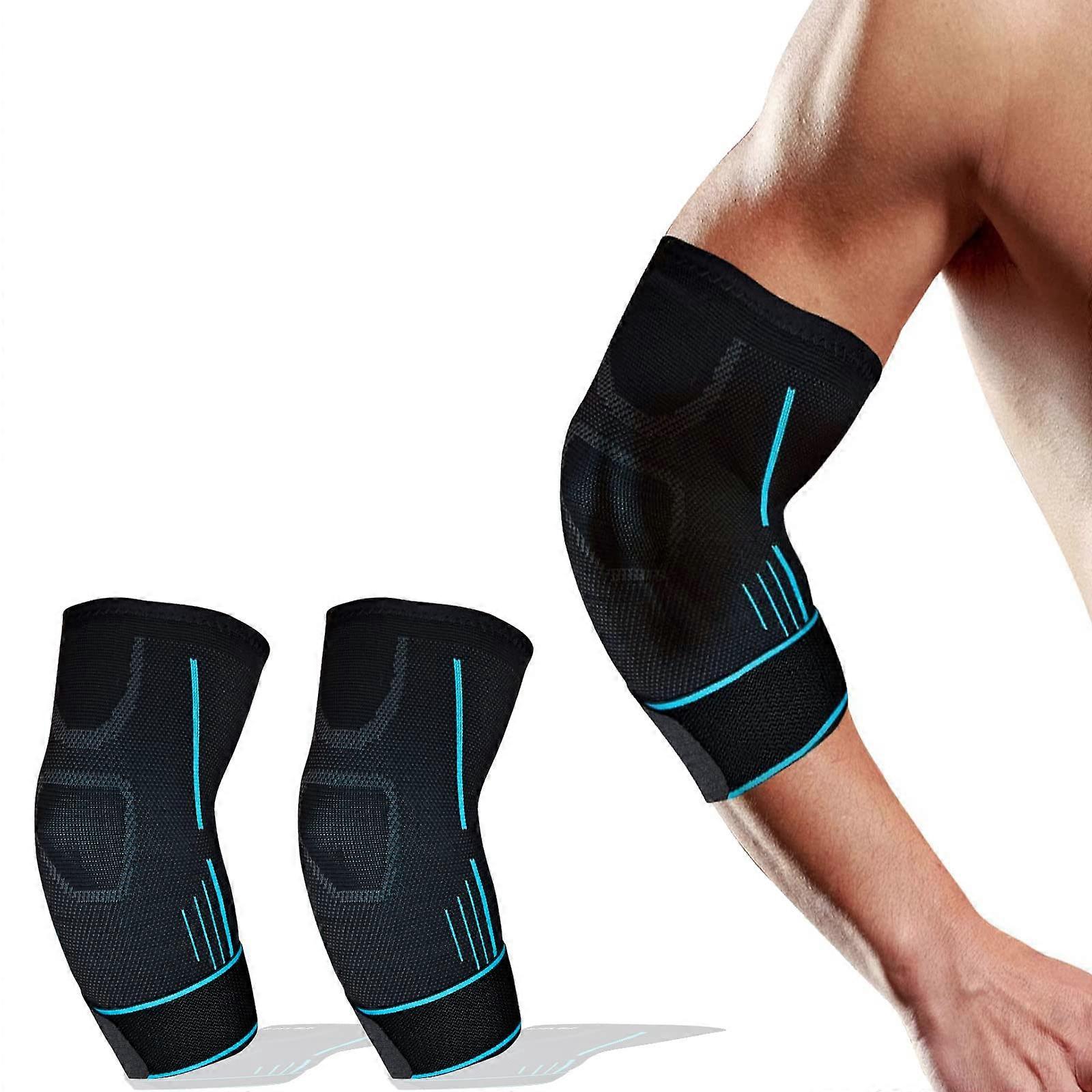 Elbow Support, Pack of 2 Non-Slip Elbow Pads with Strap for Tennis, Golf, Weightlifting, Size L, Suitable for Men and Women