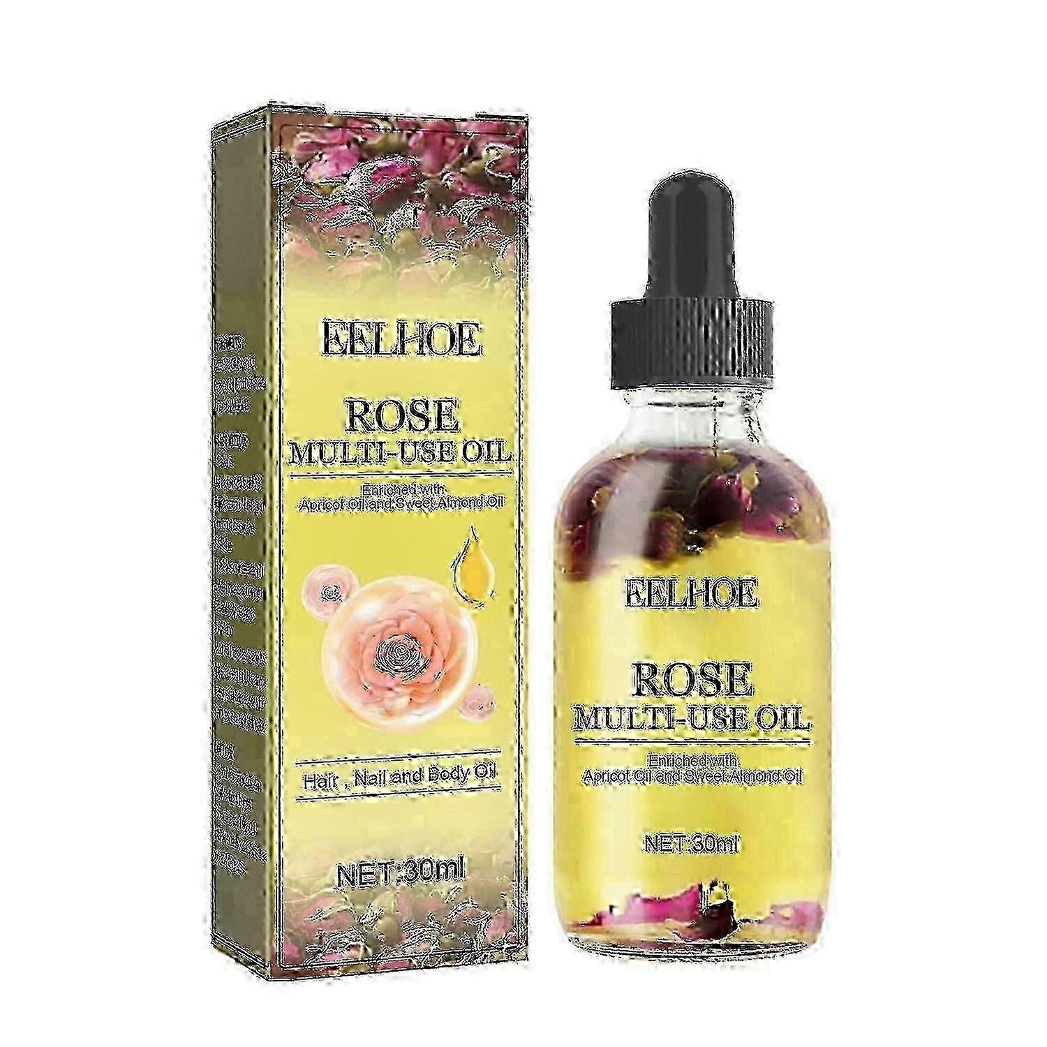 EELHOE Rosenblüten Ätherisches Öl, Feuchtigkeitsspendend Körper, Haut, Haare, Fuß, Anti-Chapping Multi-Effect Car