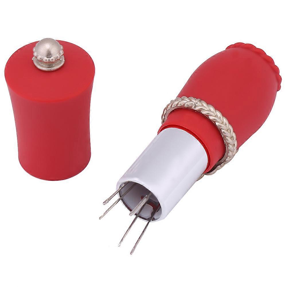 Rotatable Lipstick Shaped Needle Sewing Pin Cushion Holder Needlework Tool (Red)