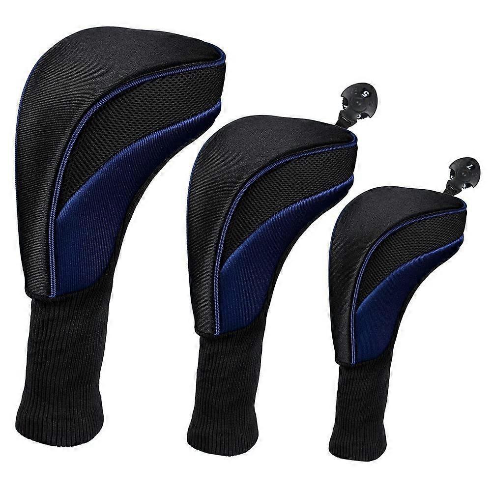 Golf Club Set Wood Headcovers Breathable Fabric Sizes 1/3/5 Cap Cover Head Cap Set