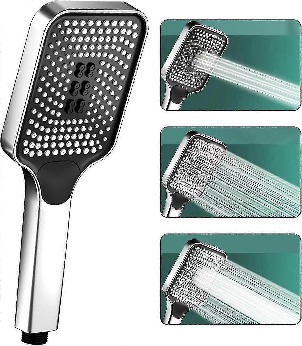 Hand Shower Head, Universal High Pressure, 3 Spray Modes, Chrome