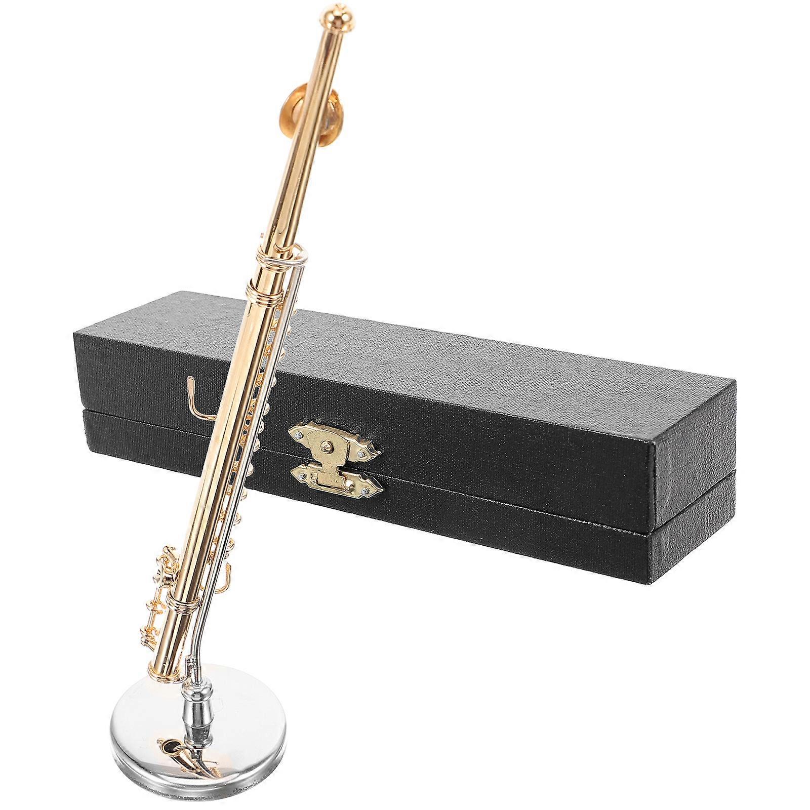 Miniature Flute Ornament with Stand Box – Pretend Play Musical Instrument for Music Lovers and Dollhouse Decor