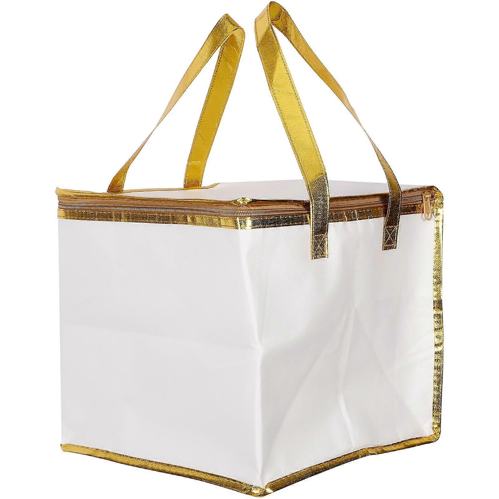 Grocery Bag Non-woven Fabric Heat Preservation Portable Handle For Daily Use 11.8×11.8×10.6in 1Set