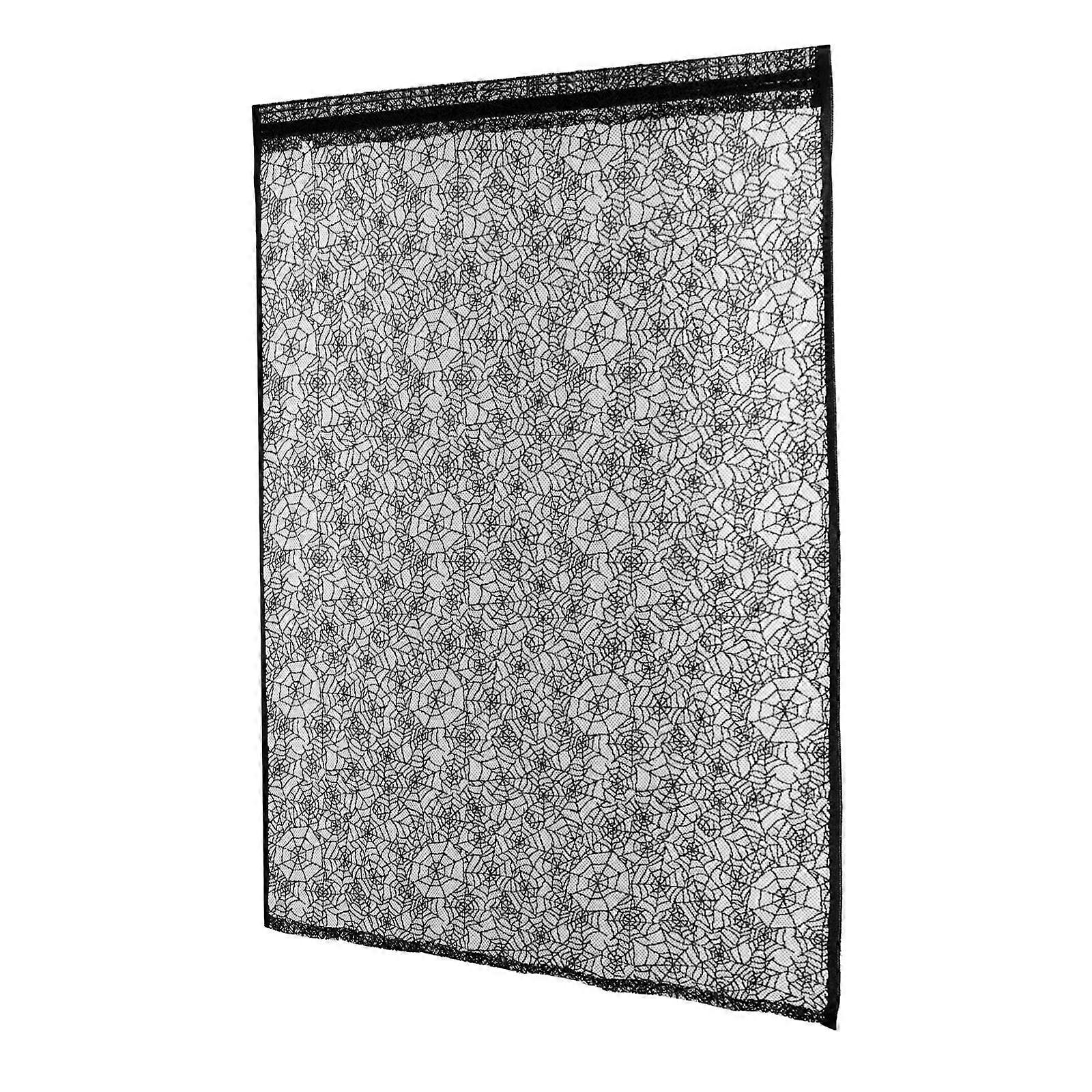 Halloween Lace Door Curtain with Spider Web Design, Reusable Decor for Party & Haunted House