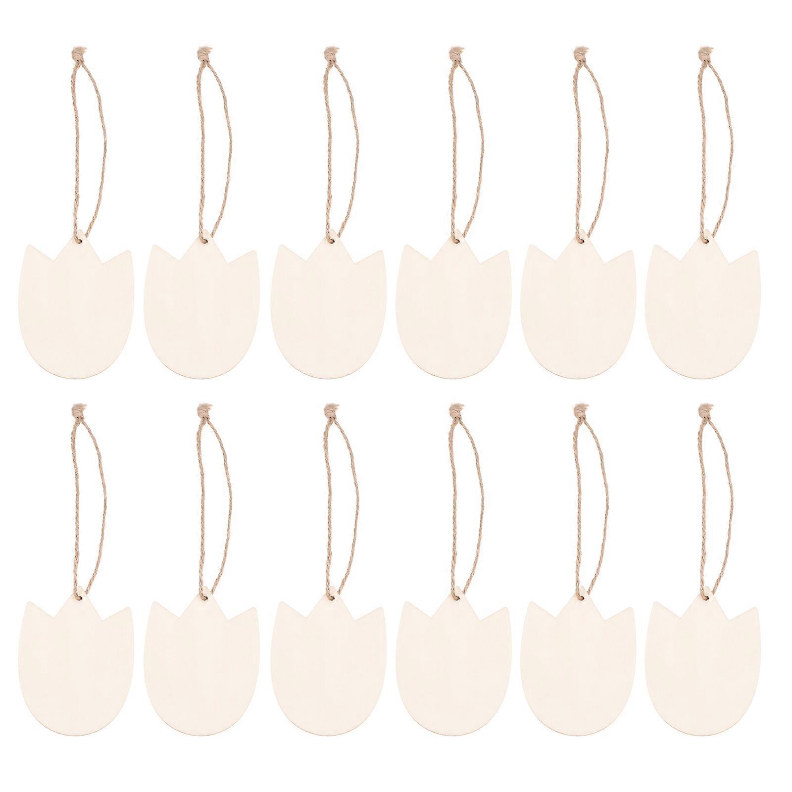 Tulip Shape Blank Wood Pieces for Decor Khaki Color 20 Pieces Fits DIY Crafts Projects