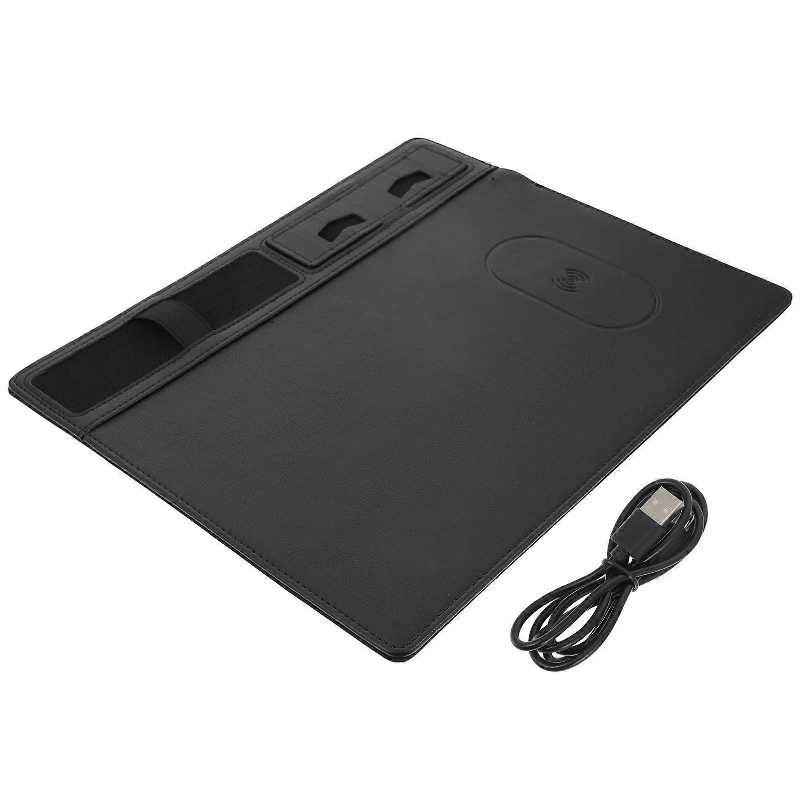 Cool Mouse Pad Charging Mat For Desk Black 32X26cm Business and Refreshing Style Keeps Desktop Neat 1Pcs