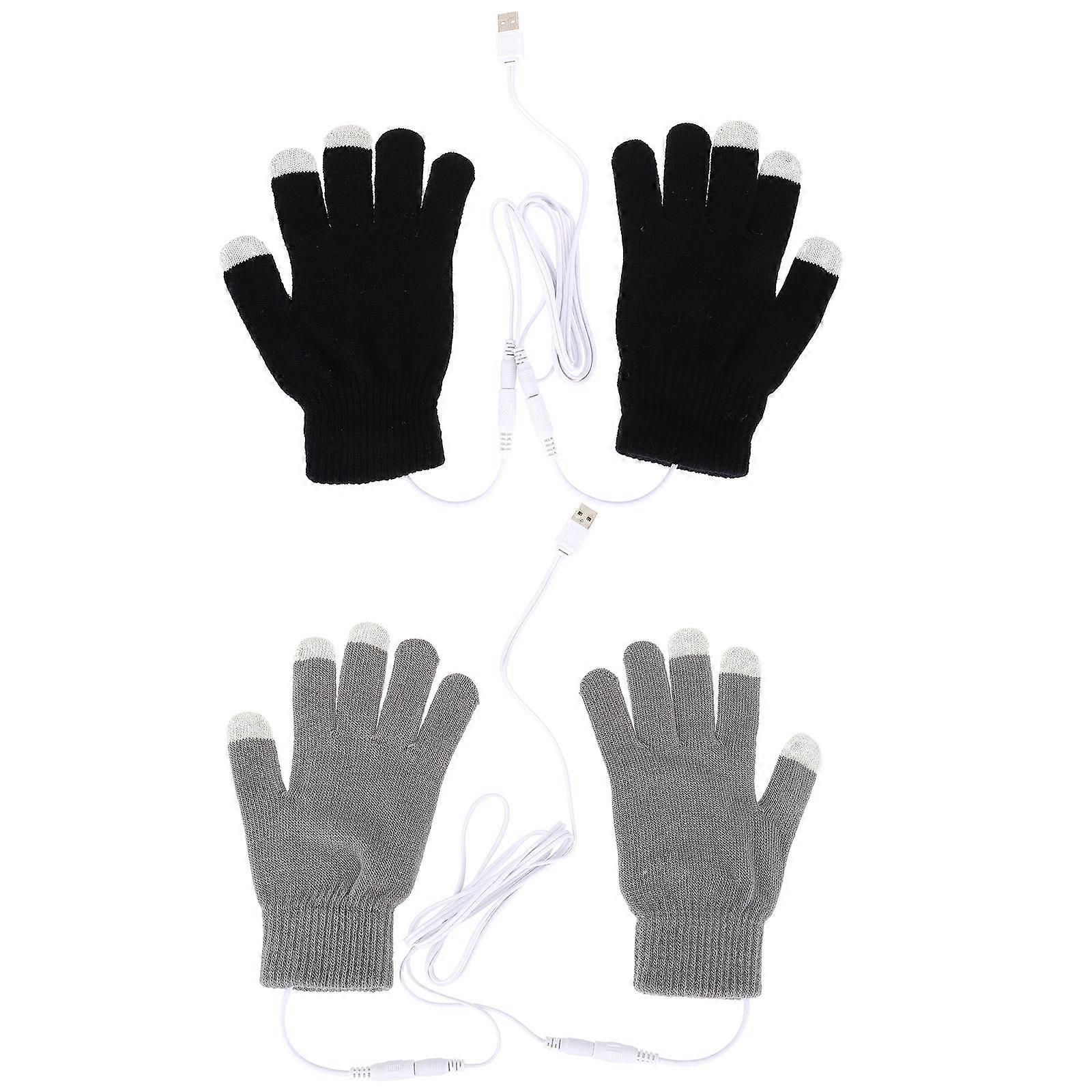 USB Heated Touchscreen Gloves 2 Pairs, Flexible Winter Mitts for Gaming, Outdoor Activities, Compatible with Smartphones and Tablets