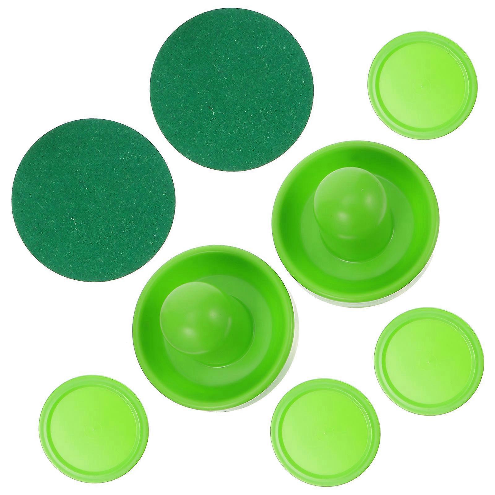 Air Hockey Replacement Pucks, Pushers & Green Felt Goalies for Home Table Game Accessories