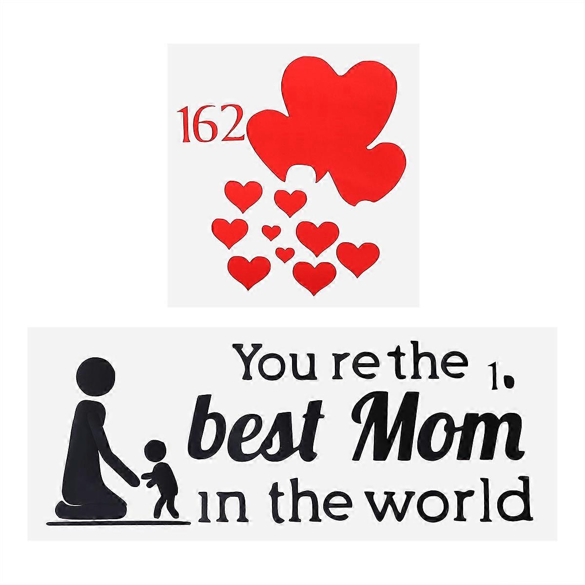 Mother's Day Labels Stickers PVC Material Decorative Heart Pattern Balloon Decoration Home Use 1 Sheet