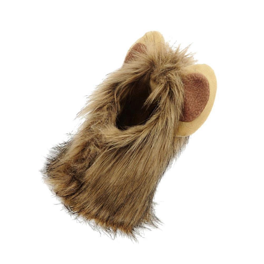 Wacky Lion Shape Pet Hat For Cats And Dogs Costume Accessory Light Brown 1Pcs