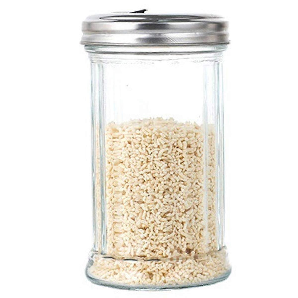 Glass Sugar Shaker & Seasoning Jars with Lid - Dispenser Pourer for Coffee, Sesame, and Other Spices - Ideal Sprinkle Bottle for Kitchen