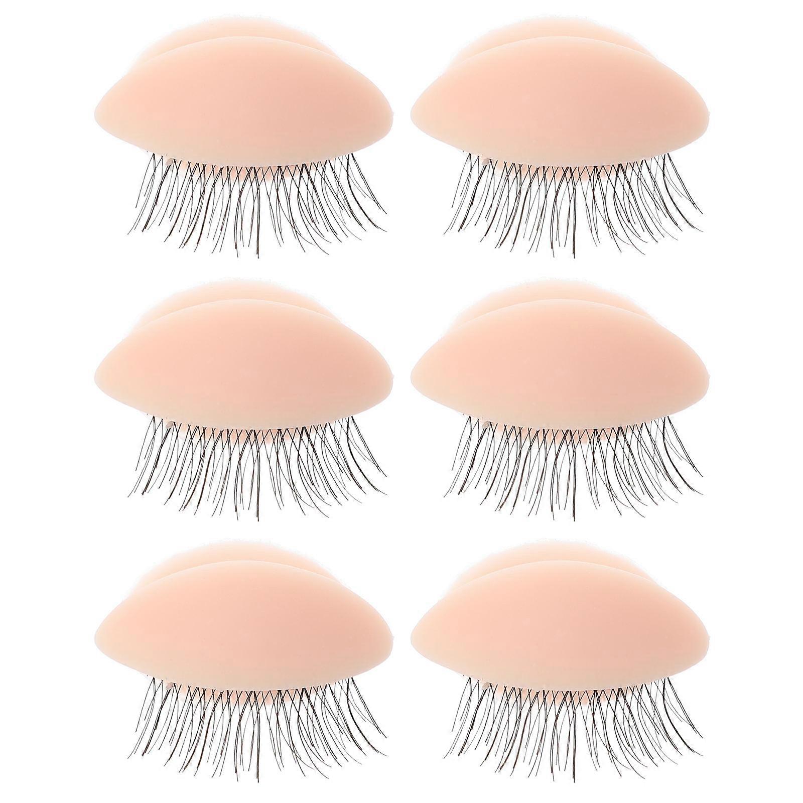 Eyelash Extension Training Mannequin 3 Pairs For Makeup Practice With Removable Eyelid Multi Color Silicone