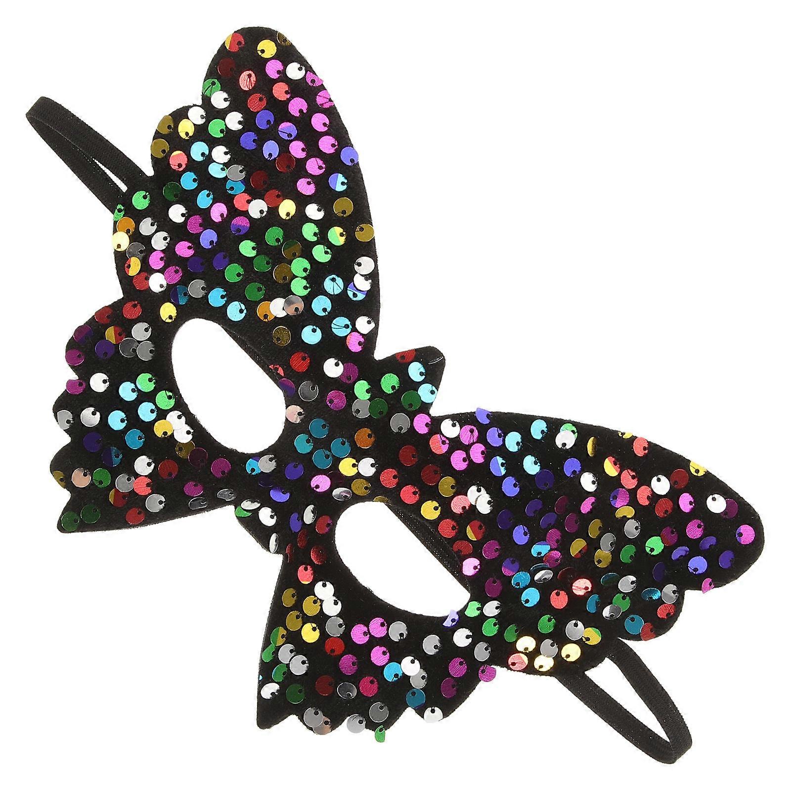 Butterfly Sequin Half Face Mask for Women, Lightweight Halloween Cosplay Party Accessory with Elastic Band