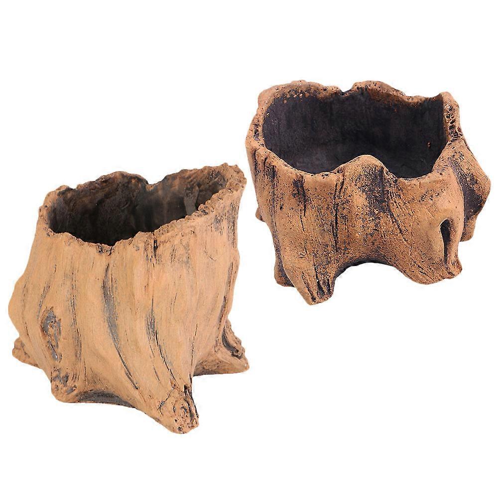 Realistic Stump Planter For Planting Succulents In Assorted Color Simple Design 2 Pcs