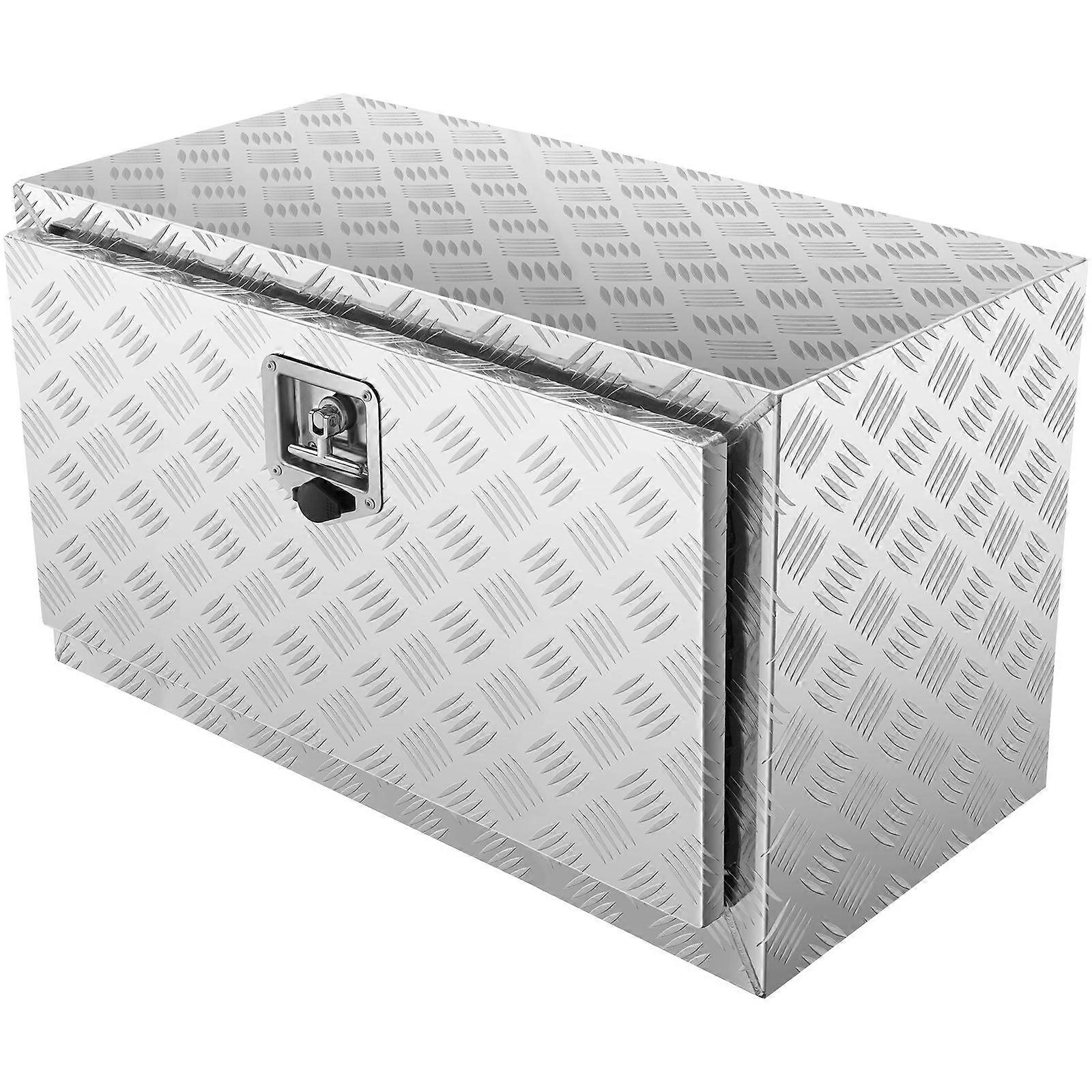 Underbody Truck Box, Heavy Duty Aluminum Diamond Plate Tool Box with Lock and Keys, Waterproof Trailer Storage Box with T-Handle Latch