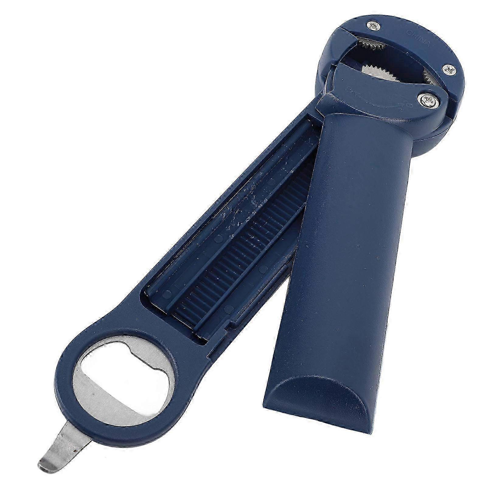 Adjustable Retractable Jar & Bottle Opener - Multifunctional Stainless Steel Labor-Saving Tool for Home Use in Blue