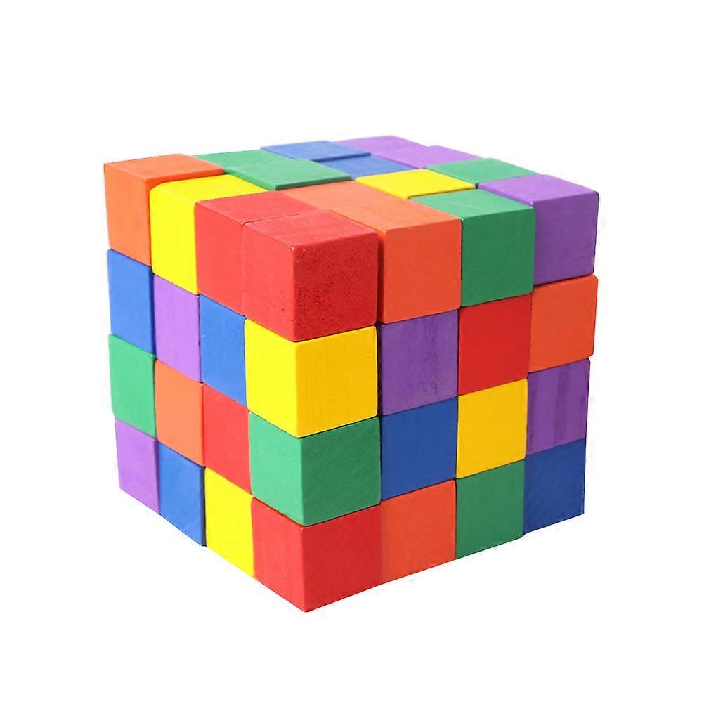Building Blocks Wood Early Education Toy for Playtime Assorted Color Wood Material Geometric Matching 60Set