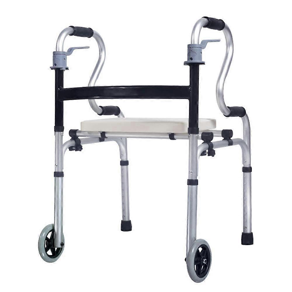 Compact Folding Walker with Seat Board and 5-Inch Wheels for Seniors, Lightweight, Supports Up to 160 kg, Narrow Design