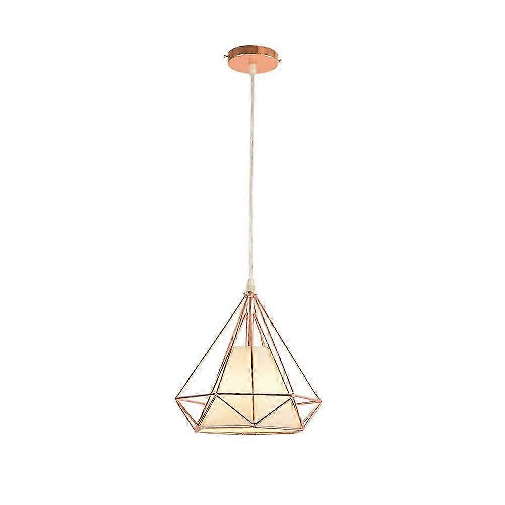 Single Head Diamond Shape Iron Material Ceiling Lamp Decoration Lamp No Bulb Included(rose Gold)