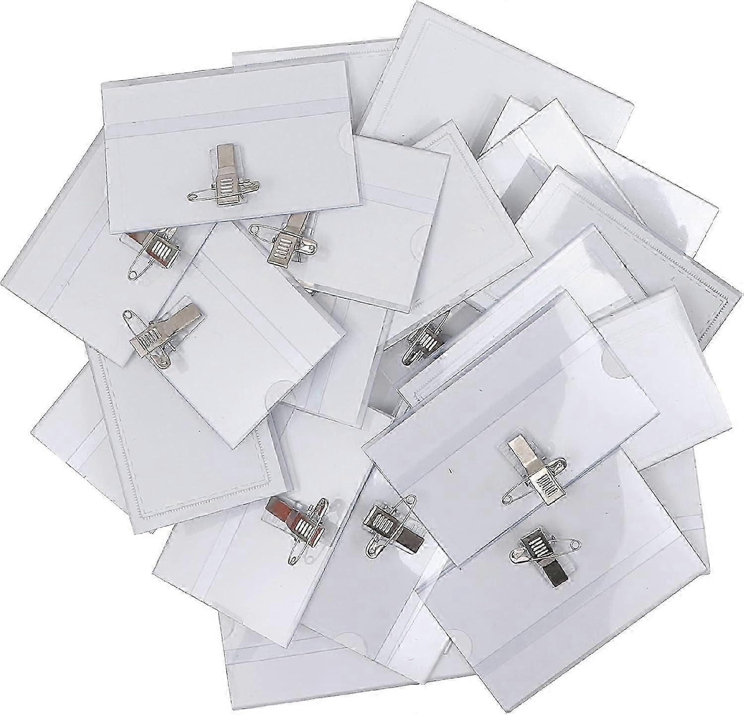 50PCS Horizontal Plastic Badge Holders with Clips for Conference Use