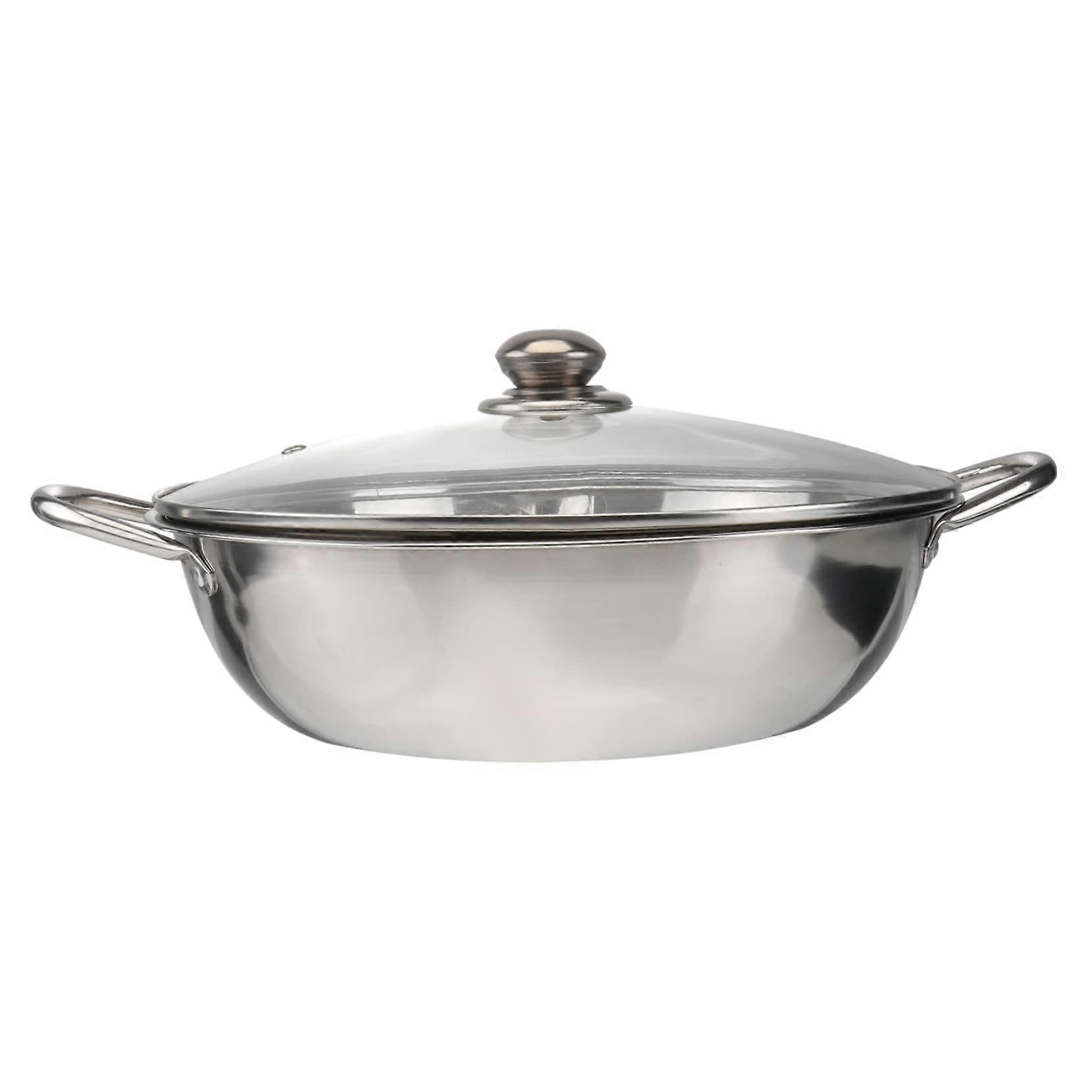 Mandarin Pot Stainless Steel Split Hobs Hotpot Cooker with Lid 28x28x8CM