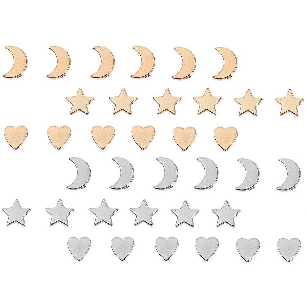 Assorted Color Moon Star Heart Shaped Spacer Beads for DIY Necklace Bracelet 60pcs