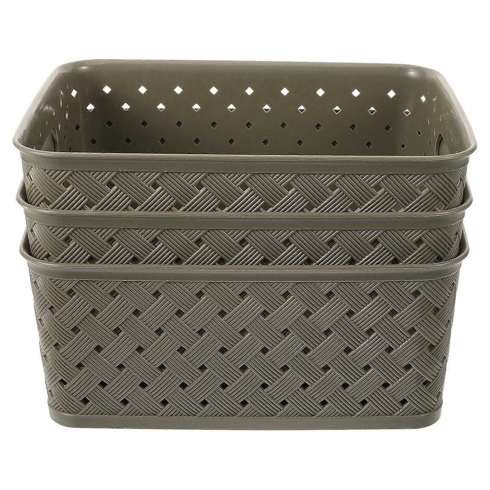 Woven Storage Baskets with Handles Versatile Home Office Nursery Kitchen Organizers Reusable Carryable Set of 3 for Fruits, Sundries, and More