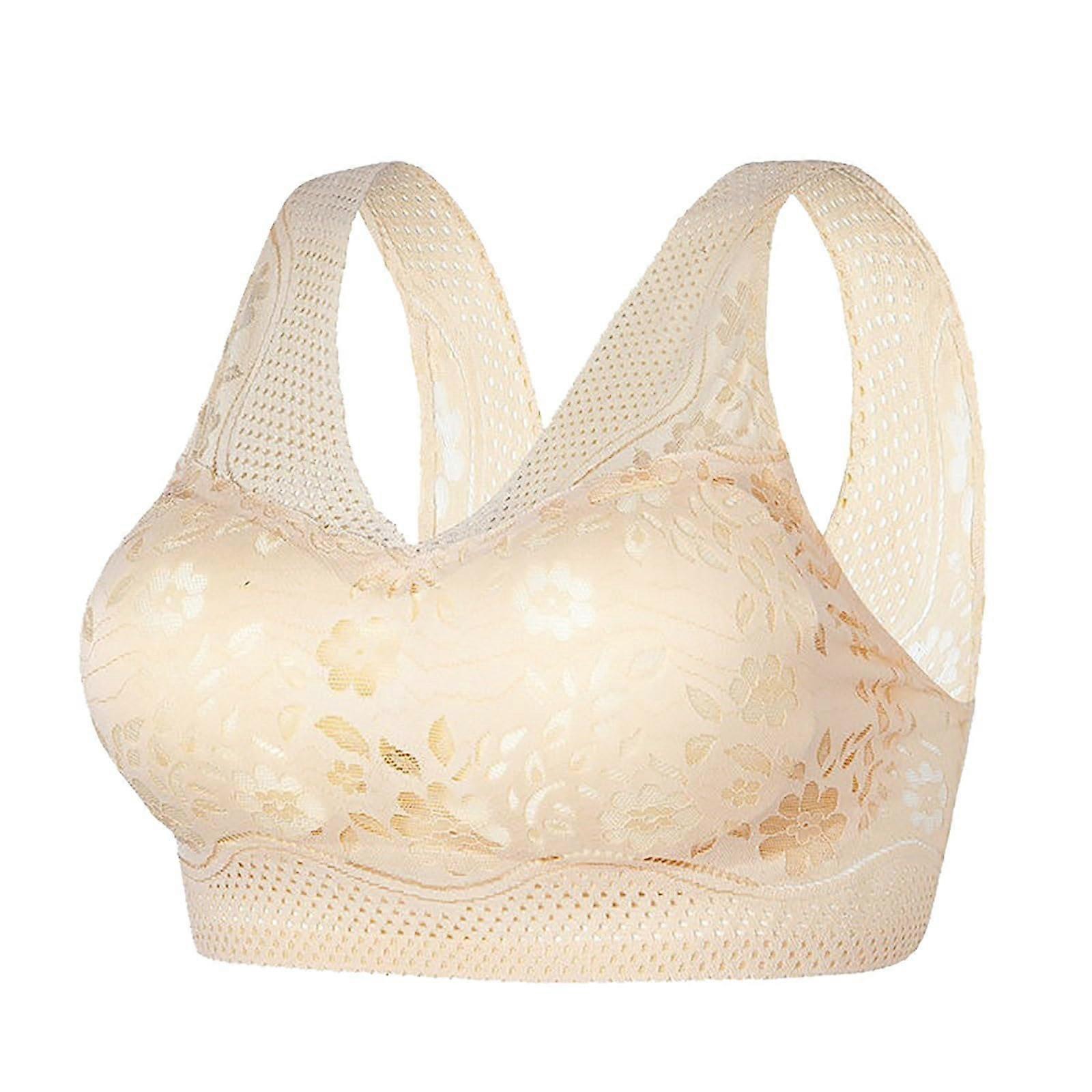 Women's Seamless Bra Without Underwire Soft Comfortable Bralette TShirt XL Beige