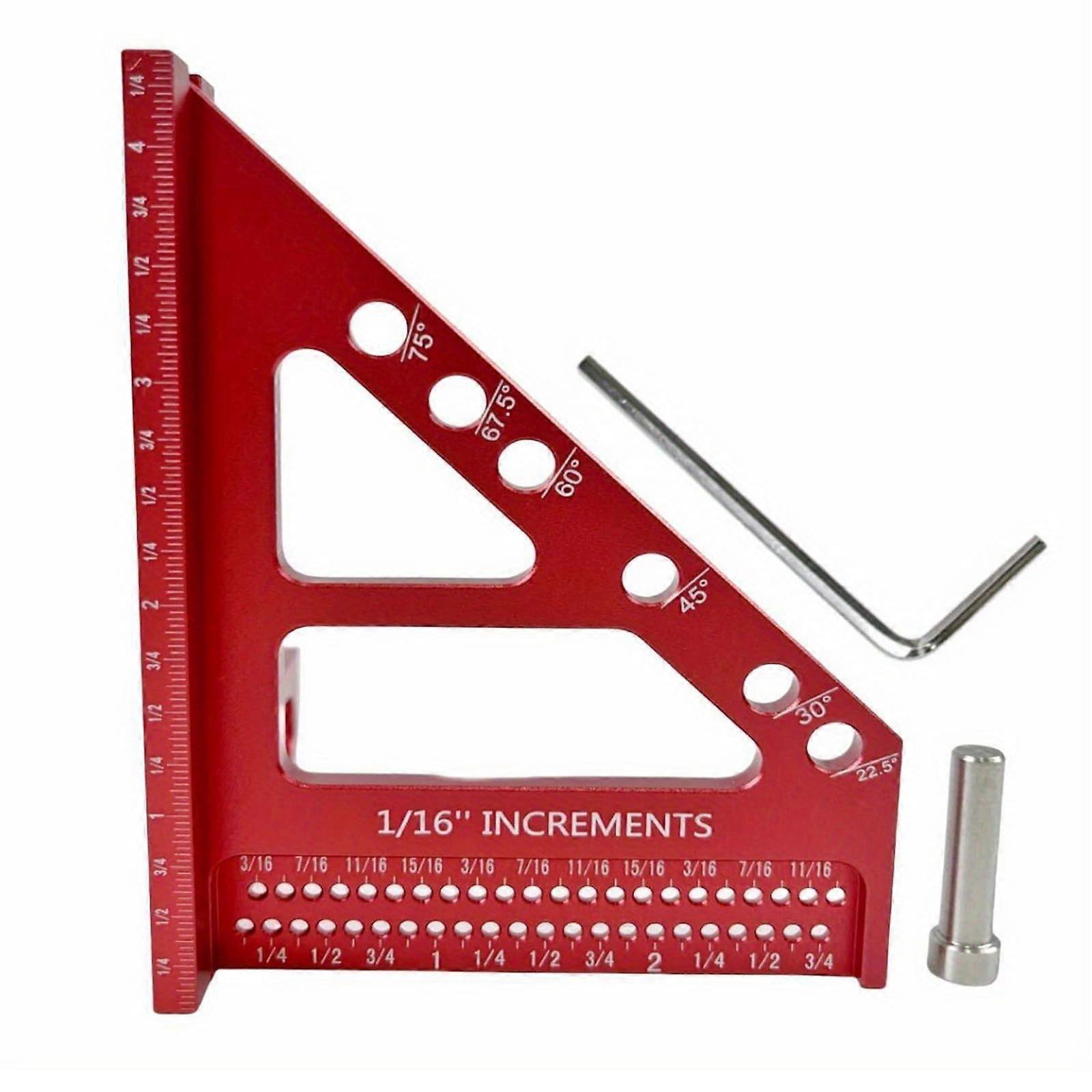 Durability Woodwork Measuring Square Ruler 3D MultiAngle Measuring Ruler Incrementals Holes for Parallel Line Drawing Getaway Solids