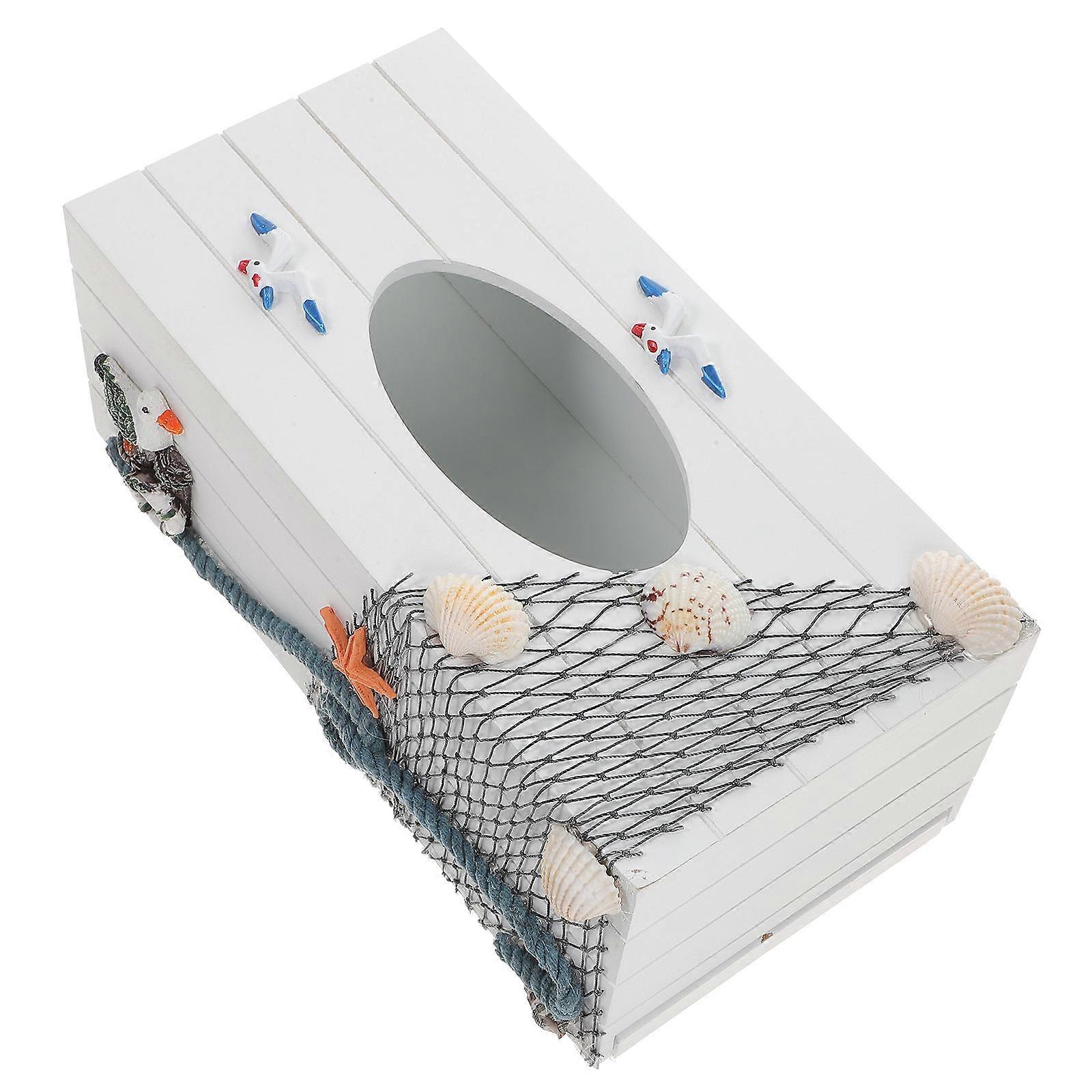 Stylish Tissue Dispenser Box Cover For Home And Car In White Wood Crafted For Easy Tissue Access 1Pack
