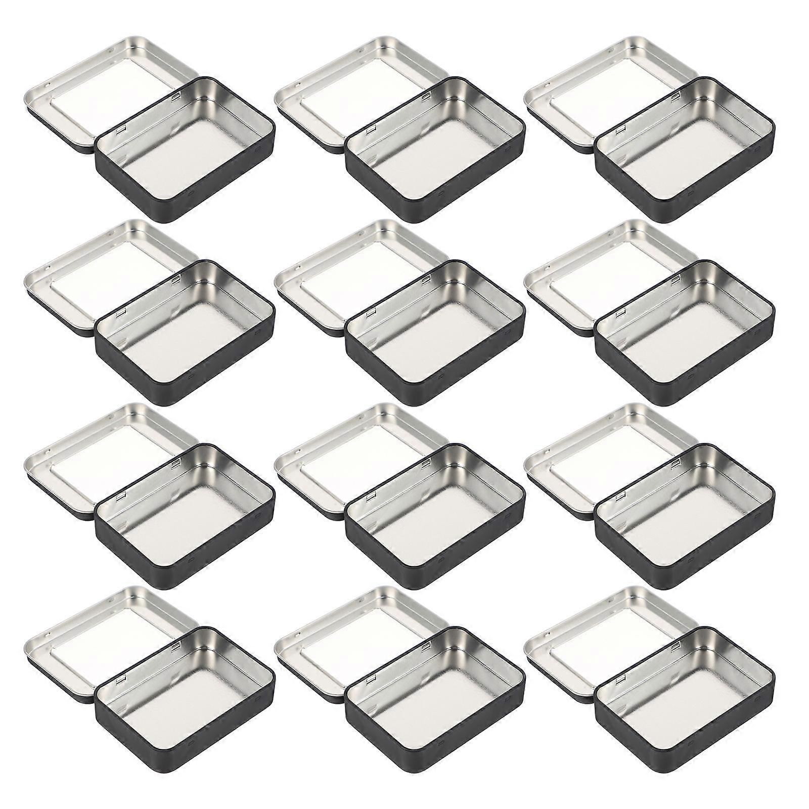 12Pcs Rectangular Case Tinplate Window Storage Boxes for Keys Organizer