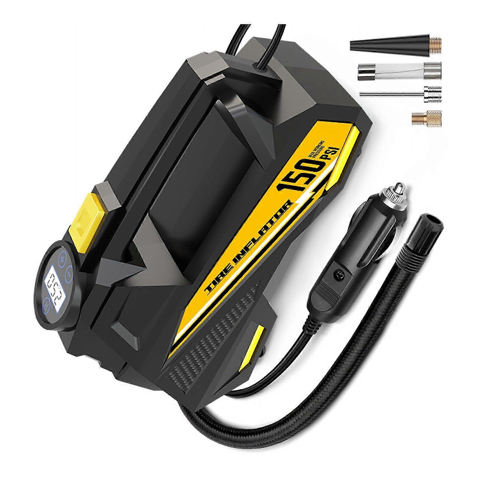Multifunction Small Air Compressor with Night Illuminate Feature Car Accessory Digital Tire Inflator Ref: 1235