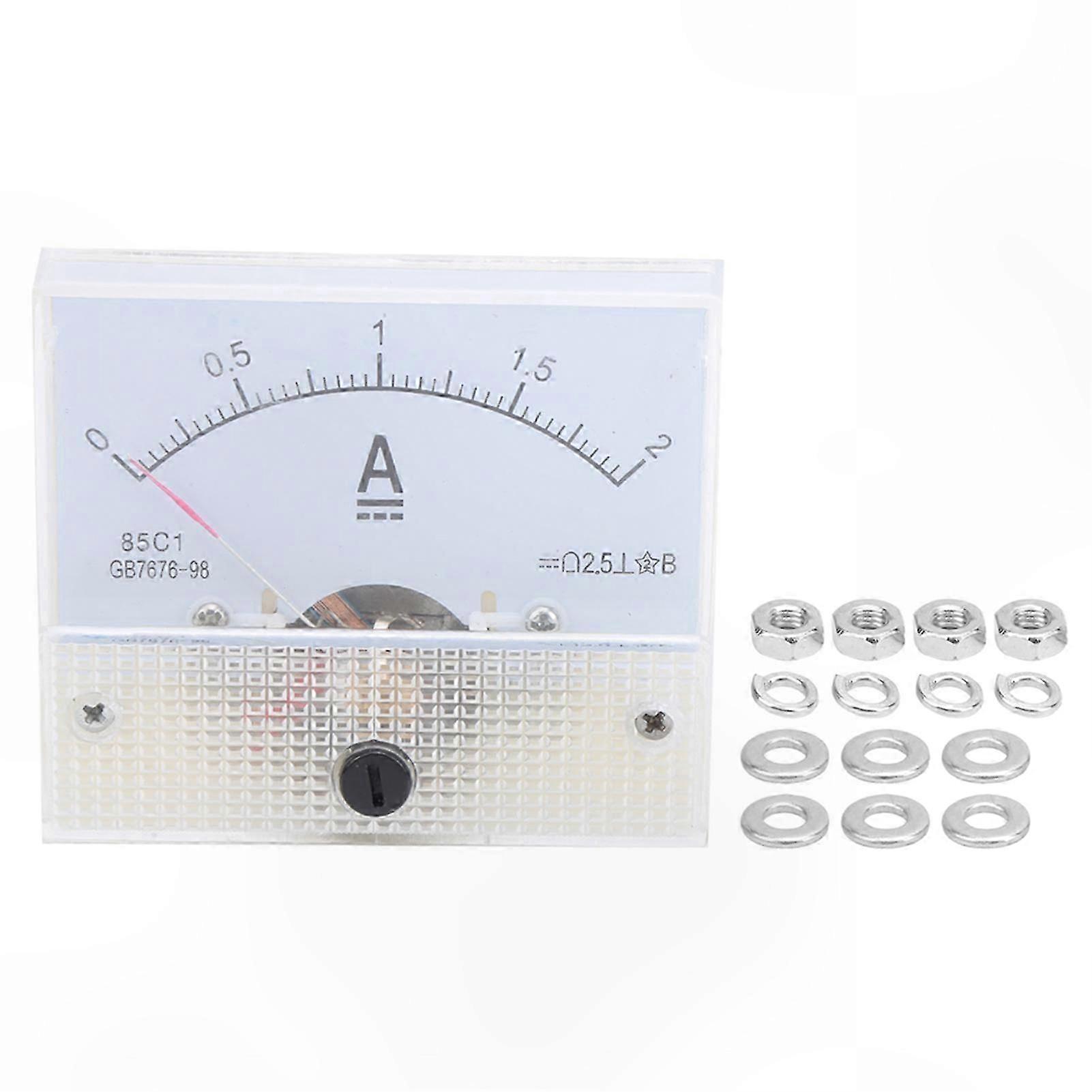 DC Current Meter 0-2A Pointer Type Panel Ammeter for Current Measurement